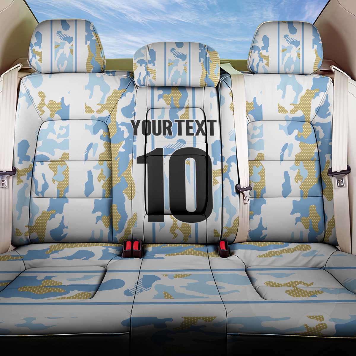 Custom Argentina Football Back Car Seat Cover Vamos La Albiceleste Camouflage Style - Wonder Print Shop