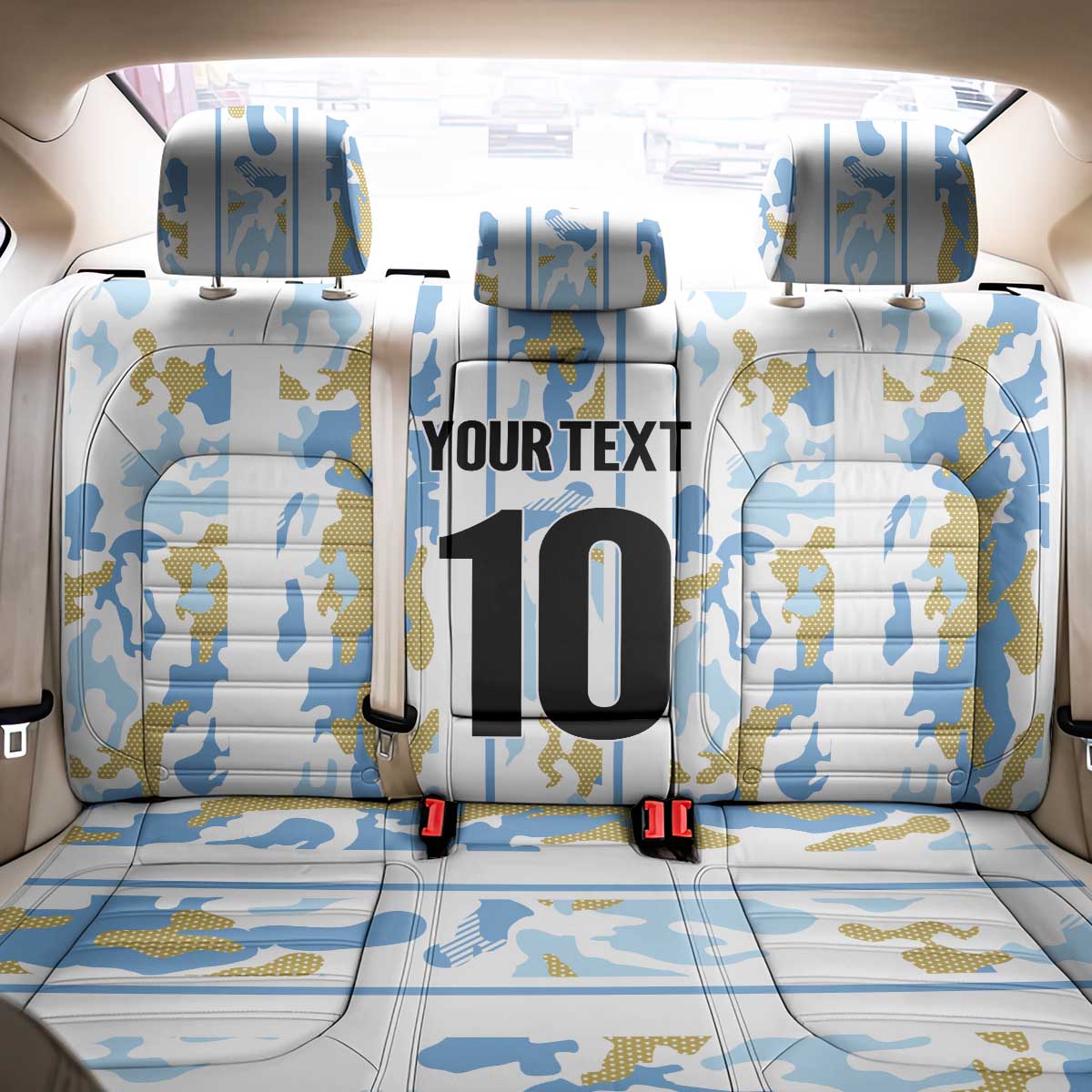Custom Argentina Football Back Car Seat Cover Vamos La Albiceleste Camouflage Style - Wonder Print Shop