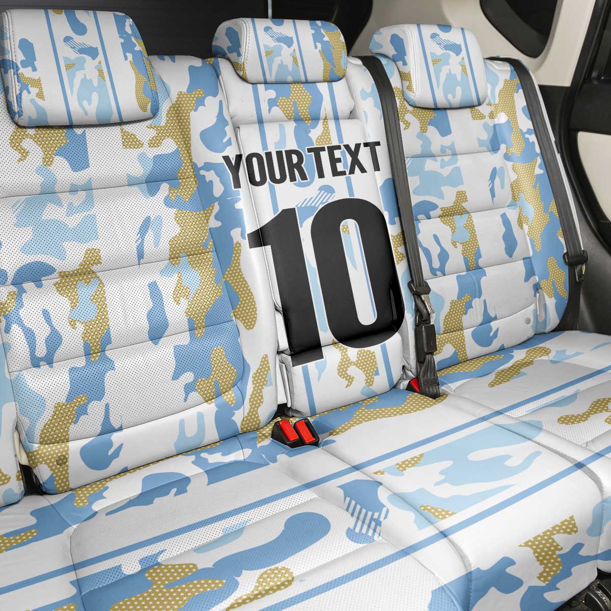Custom Argentina Football Back Car Seat Cover Vamos La Albiceleste Camouflage Style - Wonder Print Shop