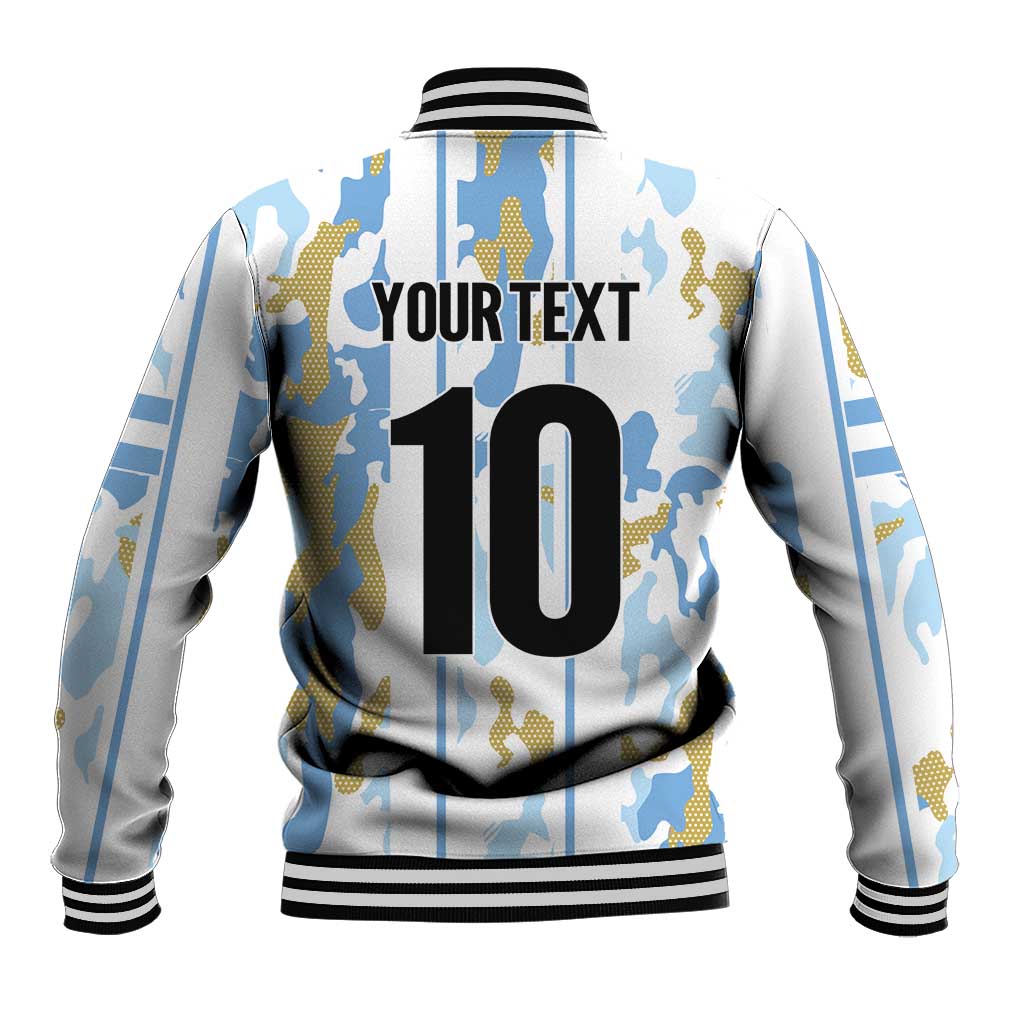 Custom Argentina Football Baseball Jacket Vamos La Albiceleste Camouflage Style - Wonder Print Shop