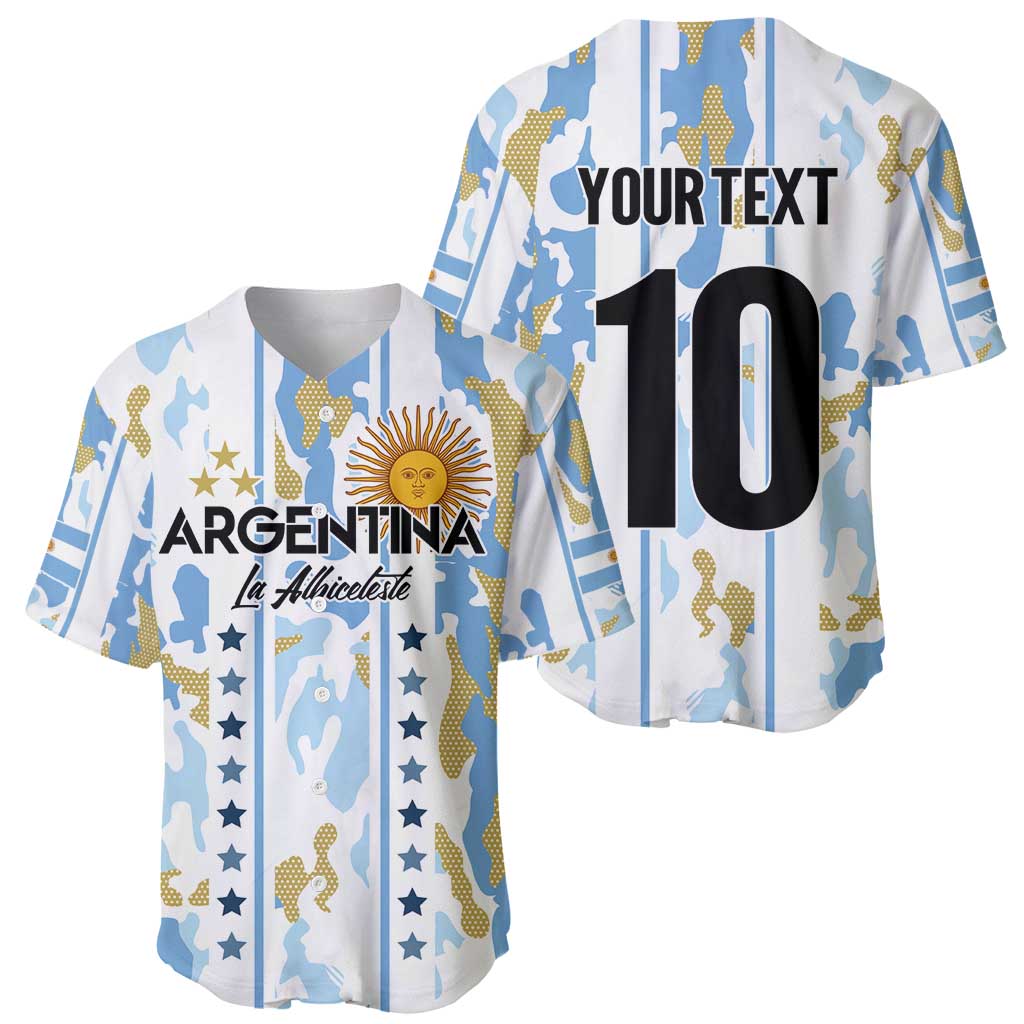 Custom Argentina Football Baseball Jersey Vamos La Albiceleste Camouflage Style - Wonder Print Shop