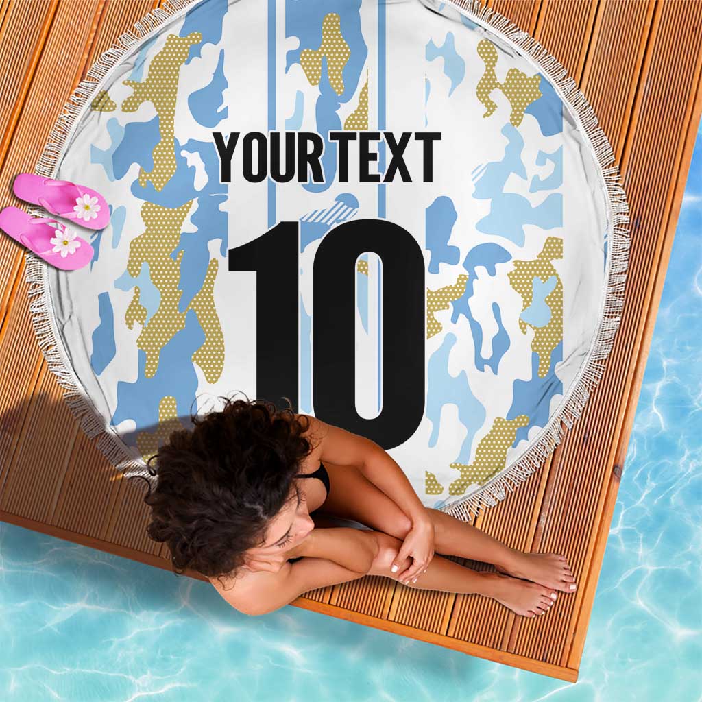 Custom Argentina Football Beach Blanket Vamos La Albiceleste Camouflage Style - Wonder Print Shop