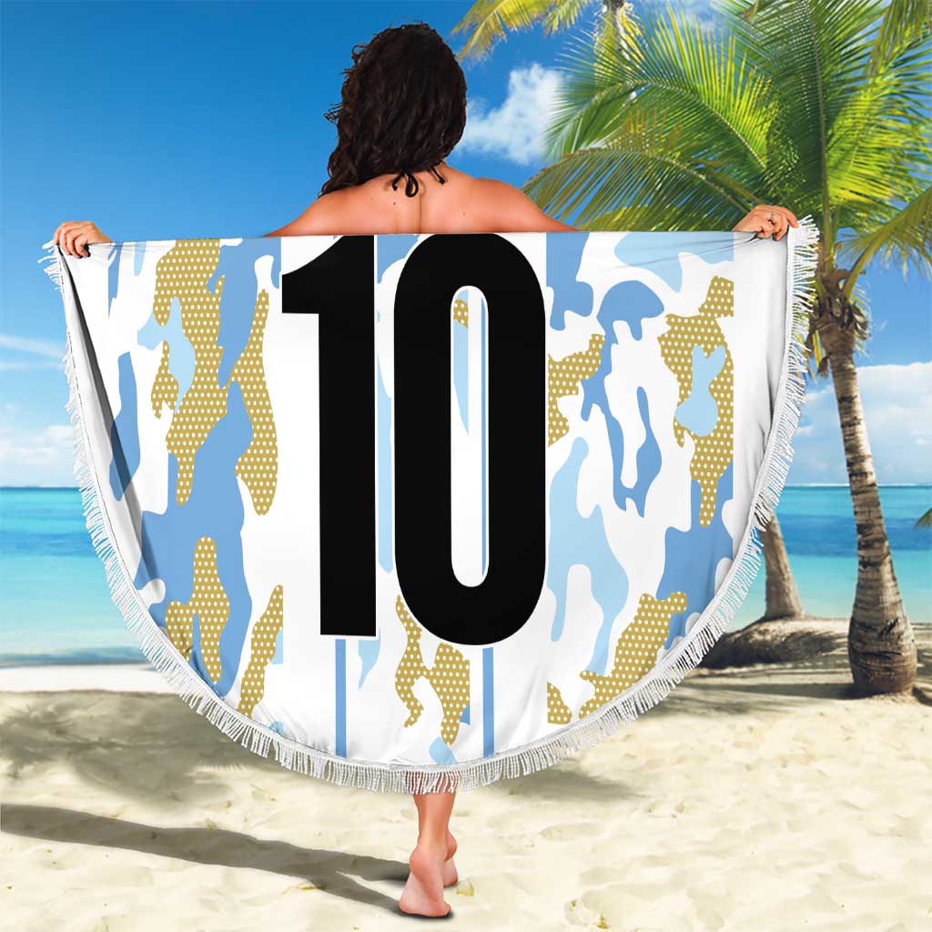 Custom Argentina Football Beach Blanket Vamos La Albiceleste Camouflage Style - Wonder Print Shop