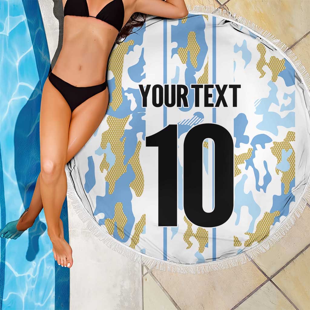 Custom Argentina Football Beach Blanket Vamos La Albiceleste Camouflage Style - Wonder Print Shop