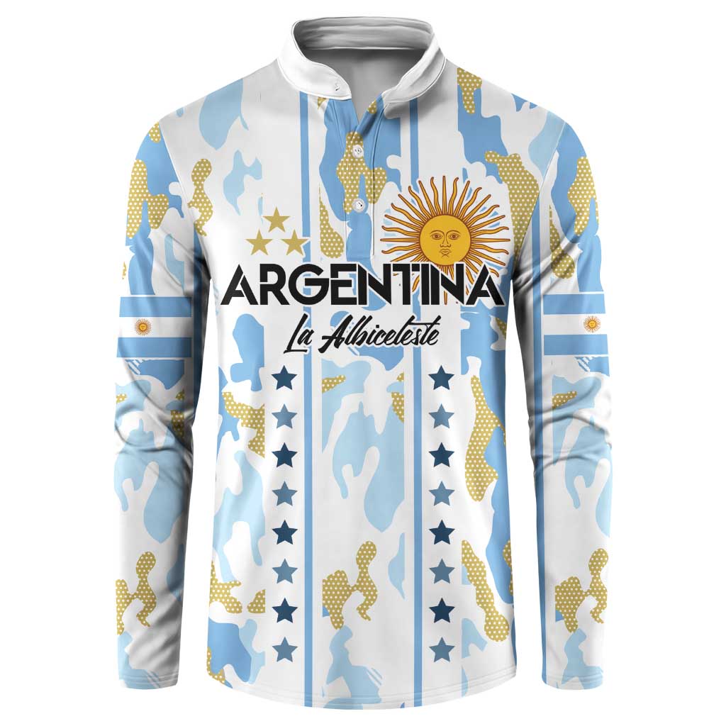 Custom Argentina Football Button Sweatshirt Vamos La Albiceleste Camouflage Style - Wonder Print Shop