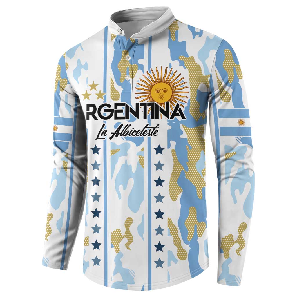 Custom Argentina Football Button Sweatshirt Vamos La Albiceleste Camouflage Style - Wonder Print Shop