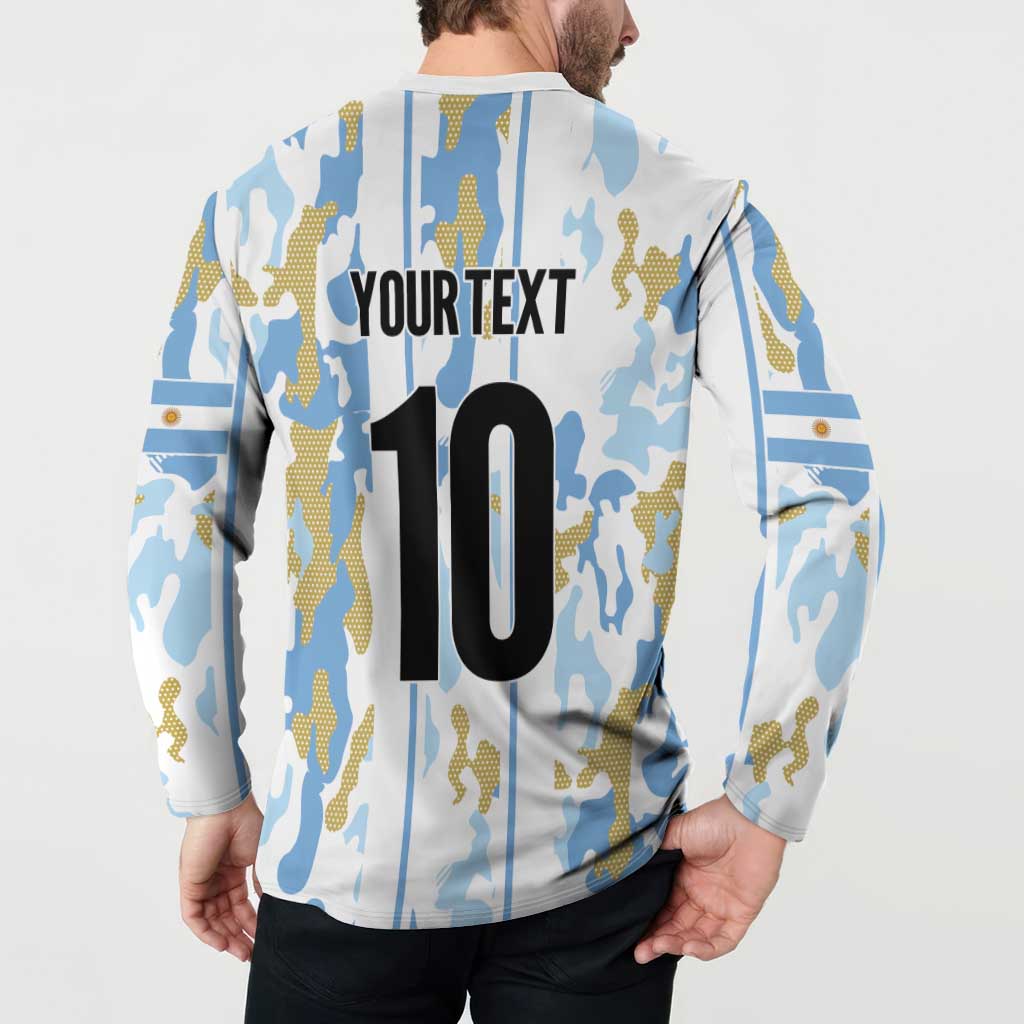 Custom Argentina Football Button Sweatshirt Vamos La Albiceleste Camouflage Style - Wonder Print Shop
