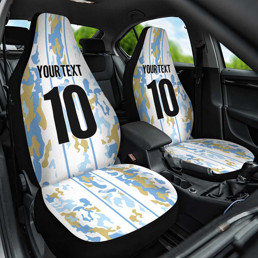 Custom Argentina Football Car Seat Cover Vamos La Albiceleste Camouflage Style - Wonder Print Shop