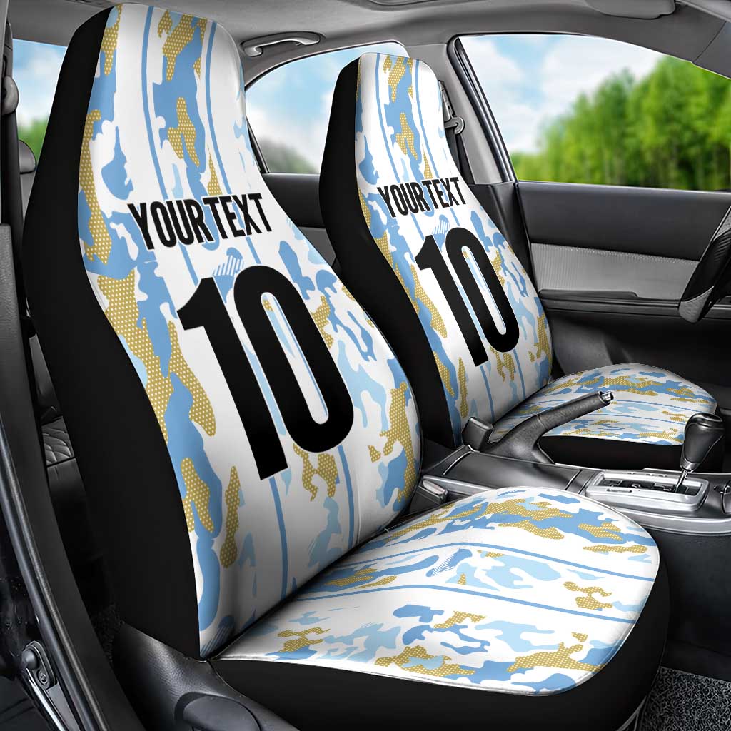 Custom Argentina Football Car Seat Cover Vamos La Albiceleste Camouflage Style - Wonder Print Shop