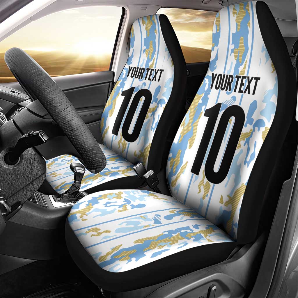Custom Argentina Football Car Seat Cover Vamos La Albiceleste Camouflage Style - Wonder Print Shop