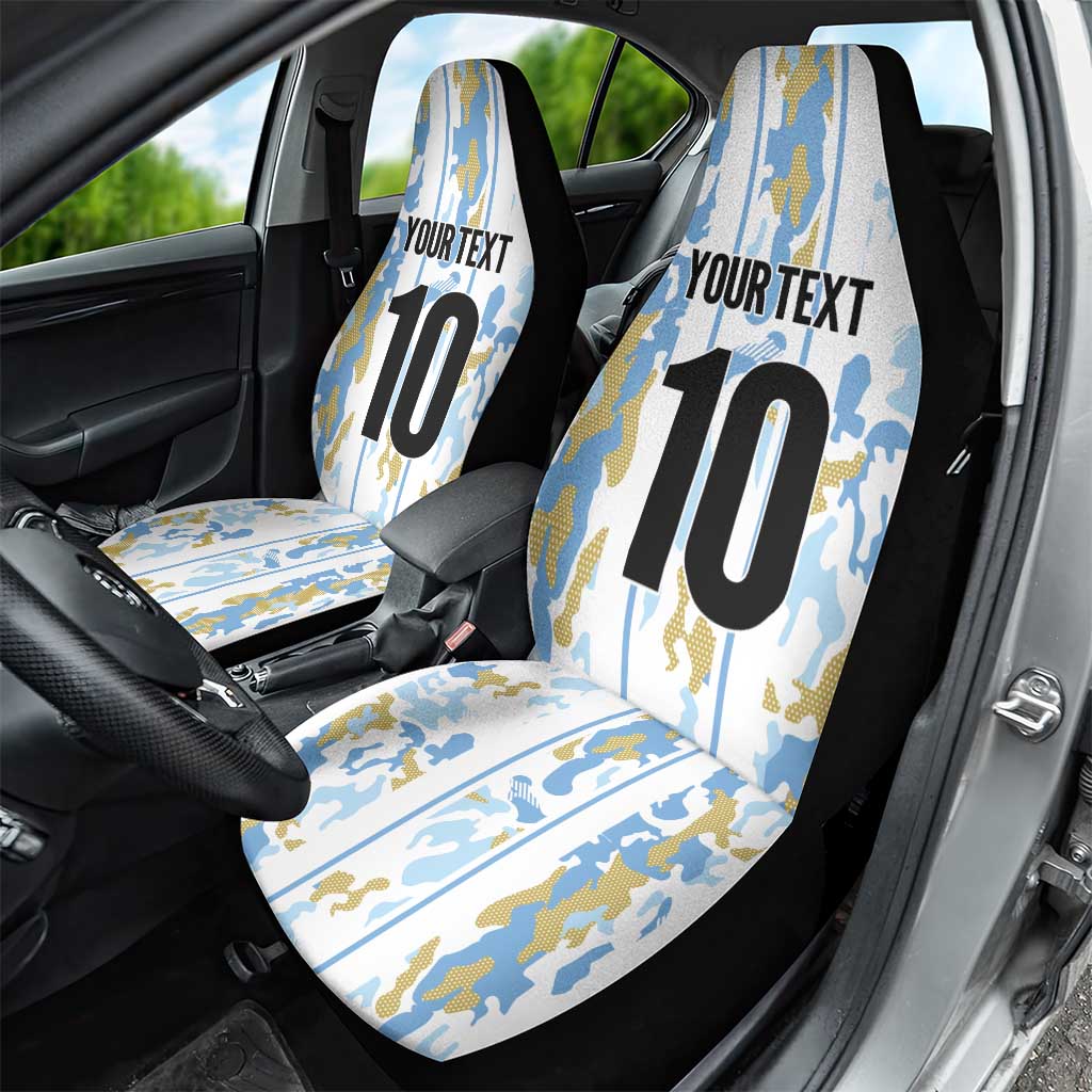 Custom Argentina Football Car Seat Cover Vamos La Albiceleste Camouflage Style - Wonder Print Shop