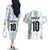 Custom Argentina Football Couples Matching Off The Shoulder Long Sleeve Dress and Hawaiian Shirt Vamos La Albiceleste Camouflage Style - Wonder Print Shop