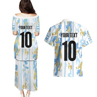 Custom Argentina Football Couples Matching Puletasi and Hawaiian Shirt Vamos La Albiceleste Camouflage Style - Wonder Print Shop