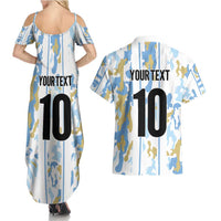Custom Argentina Football Couples Matching Summer Maxi Dress and Hawaiian Shirt Vamos La Albiceleste Camouflage Style - Wonder Print Shop