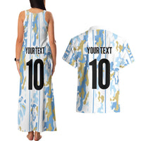 Custom Argentina Football Couples Matching Tank Maxi Dress and Hawaiian Shirt Vamos La Albiceleste Camouflage Style - Wonder Print Shop