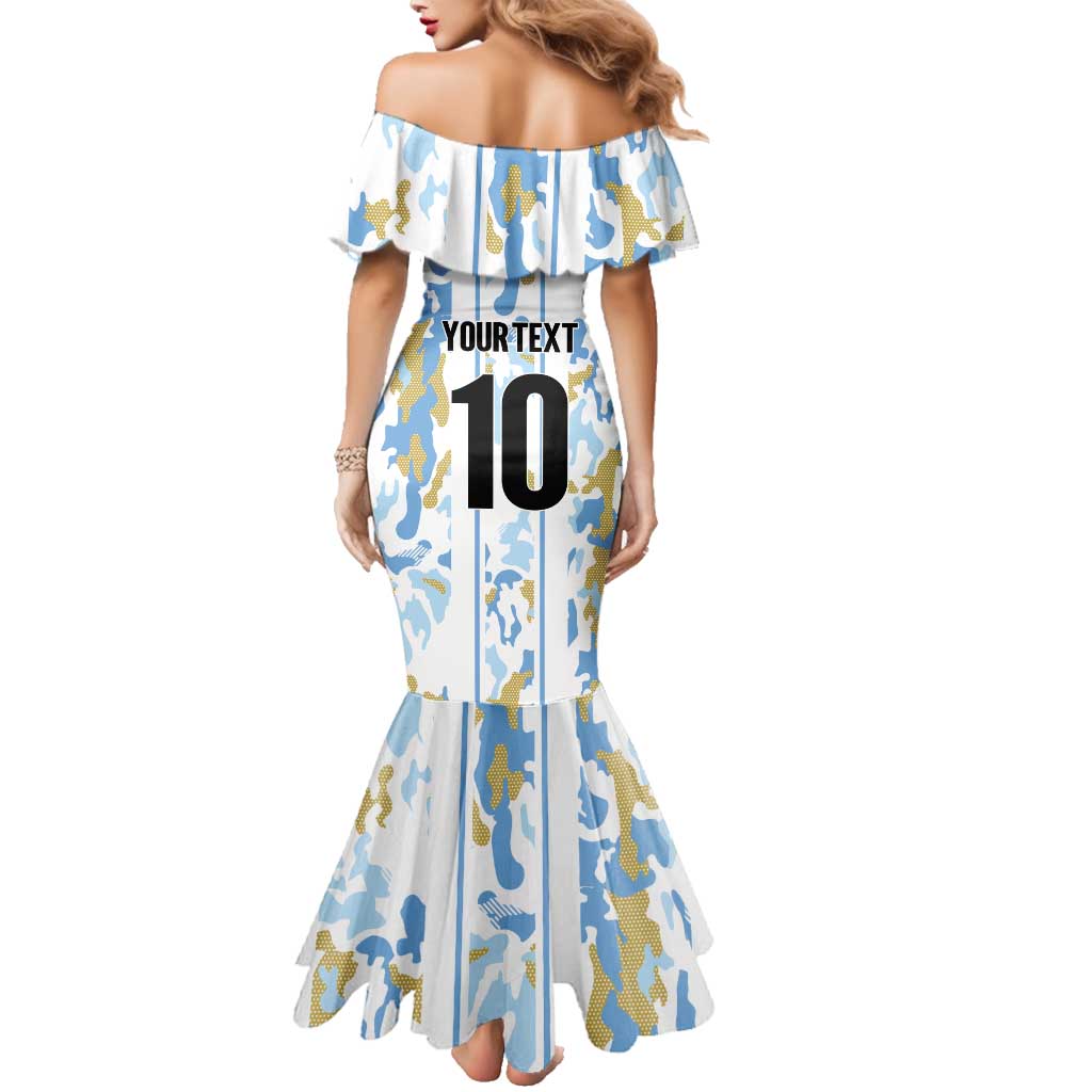 Custom Argentina Football Family Matching Mermaid Dress and Hawaiian Shirt Vamos La Albiceleste Camouflage Style - Wonder Print Shop