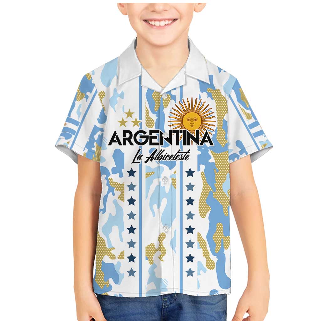 Custom Argentina Football Family Matching Mermaid Dress and Hawaiian Shirt Vamos La Albiceleste Camouflage Style - Wonder Print Shop