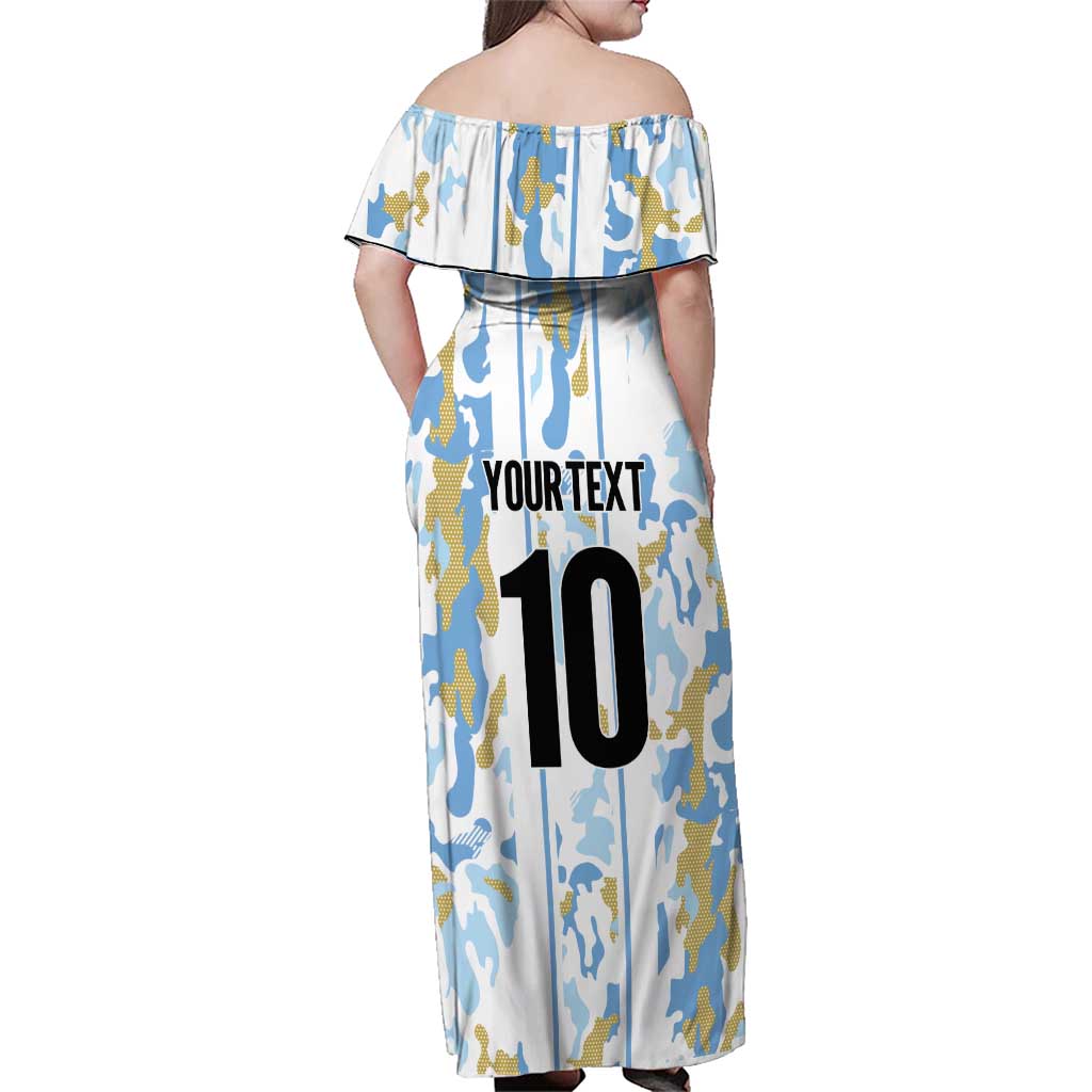 Custom Argentina Football Family Matching Off Shoulder Maxi Dress and Hawaiian Shirt Vamos La Albiceleste Camouflage Style - Wonder Print Shop