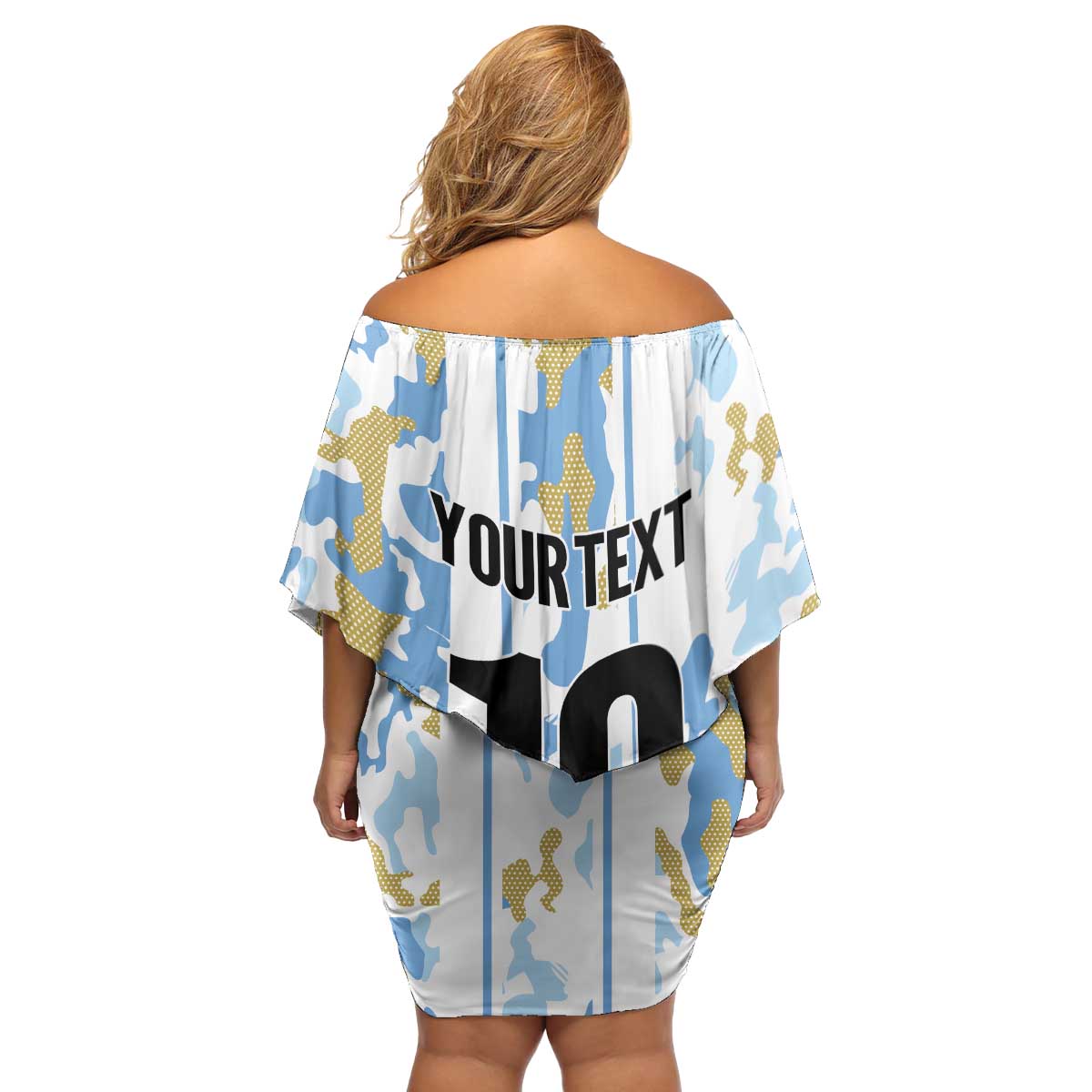 Custom Argentina Football Family Matching Off Shoulder Short Dress and Hawaiian Shirt Vamos La Albiceleste Camouflage Style - Wonder Print Shop
