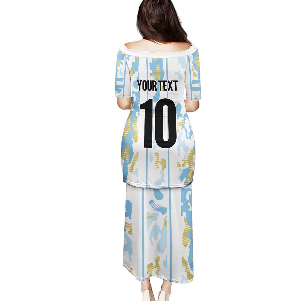Custom Argentina Football Family Matching Puletasi and Hawaiian Shirt Vamos La Albiceleste Camouflage Style - Wonder Print Shop