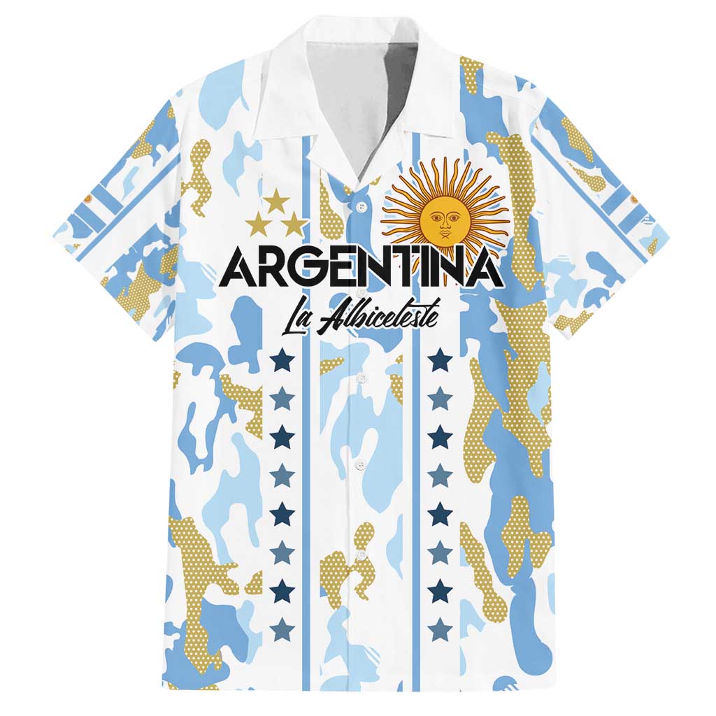 Custom Argentina Football Family Matching Summer Maxi Dress and Hawaiian Shirt Vamos La Albiceleste Camouflage Style - Wonder Print Shop