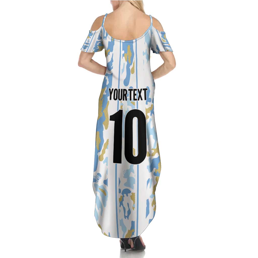 Custom Argentina Football Family Matching Summer Maxi Dress and Hawaiian Shirt Vamos La Albiceleste Camouflage Style - Wonder Print Shop