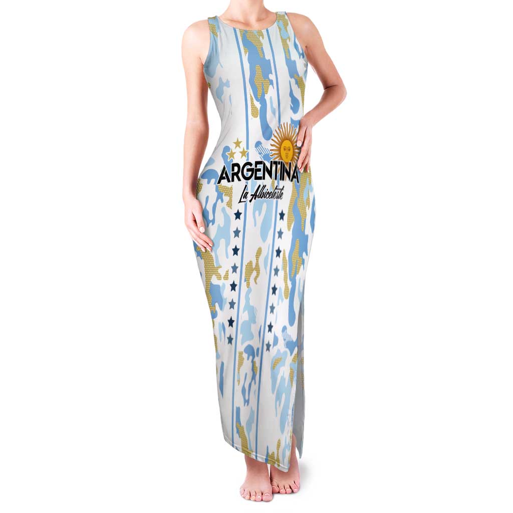 Custom Argentina Football Family Matching Tank Maxi Dress and Hawaiian Shirt Vamos La Albiceleste Camouflage Style - Wonder Print Shop