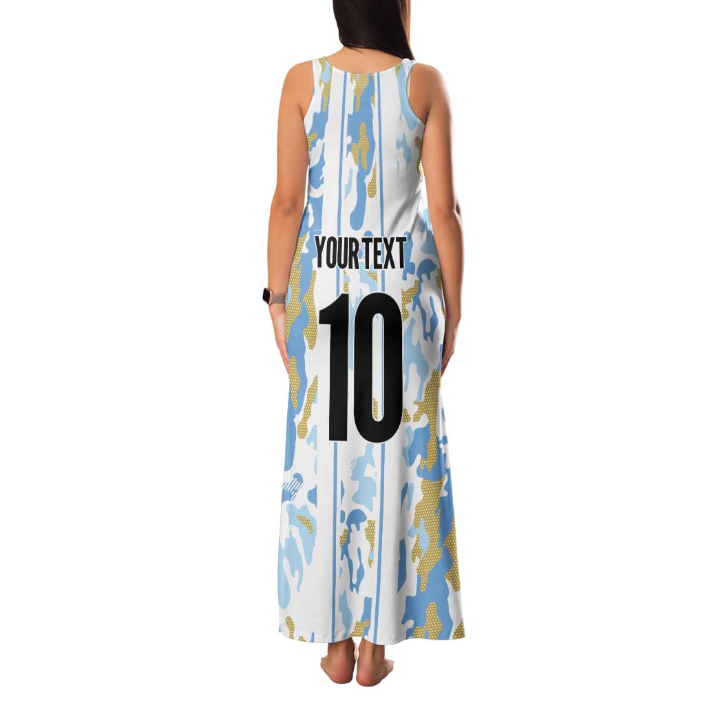 Custom Argentina Football Family Matching Tank Maxi Dress and Hawaiian Shirt Vamos La Albiceleste Camouflage Style - Wonder Print Shop