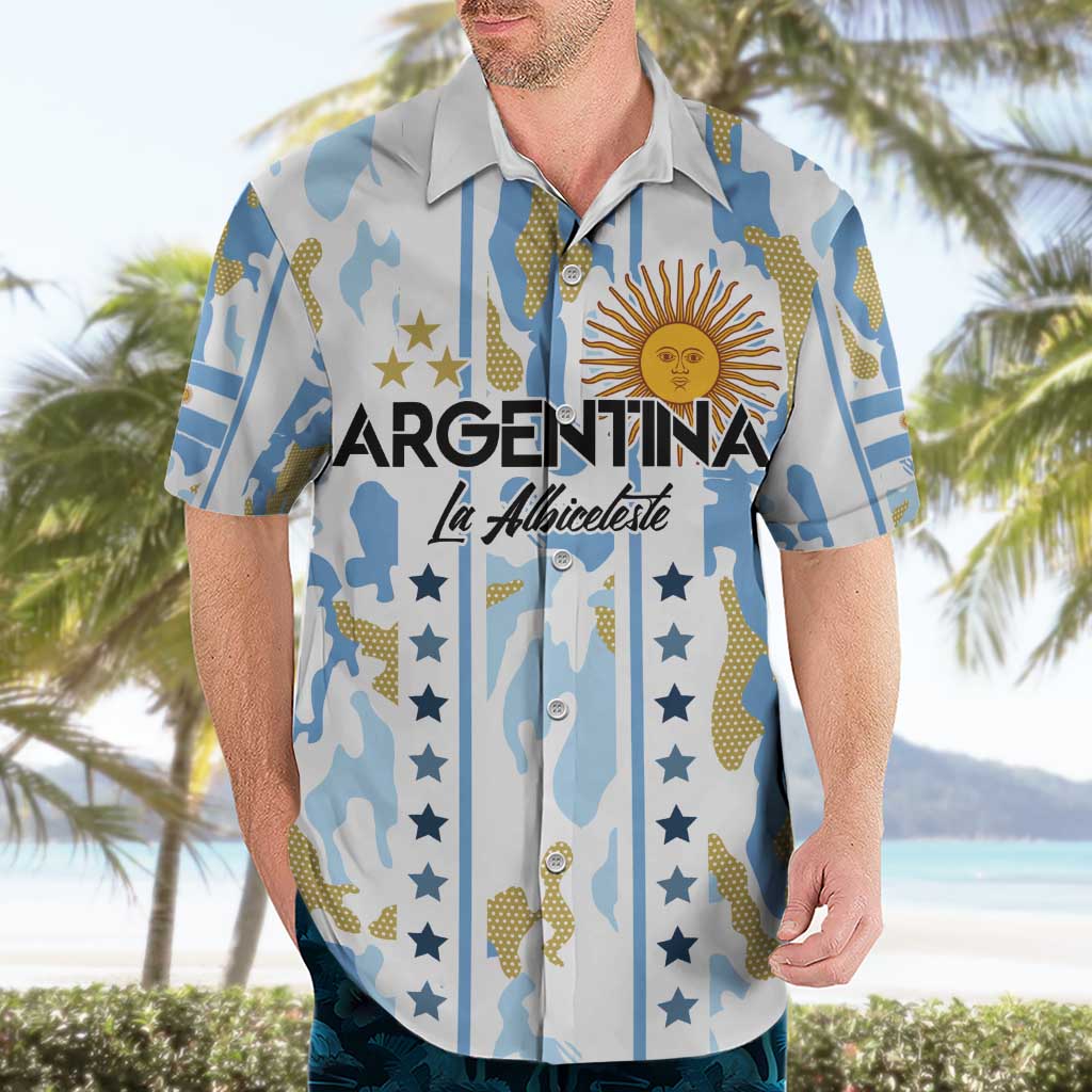 Custom Argentina Football Hawaiian Shirt Vamos La Albiceleste Camouflage Style - Wonder Print Shop