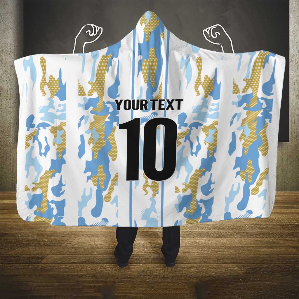 Custom Argentina Football Hooded Blanket Vamos La Albiceleste Camouflage Style