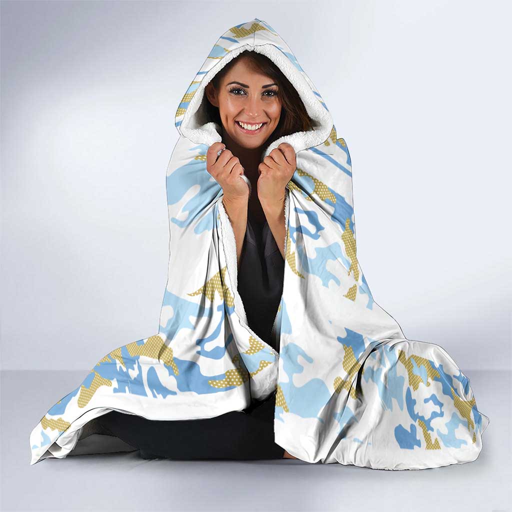 Custom Argentina Football Hooded Blanket Vamos La Albiceleste Camouflage Style