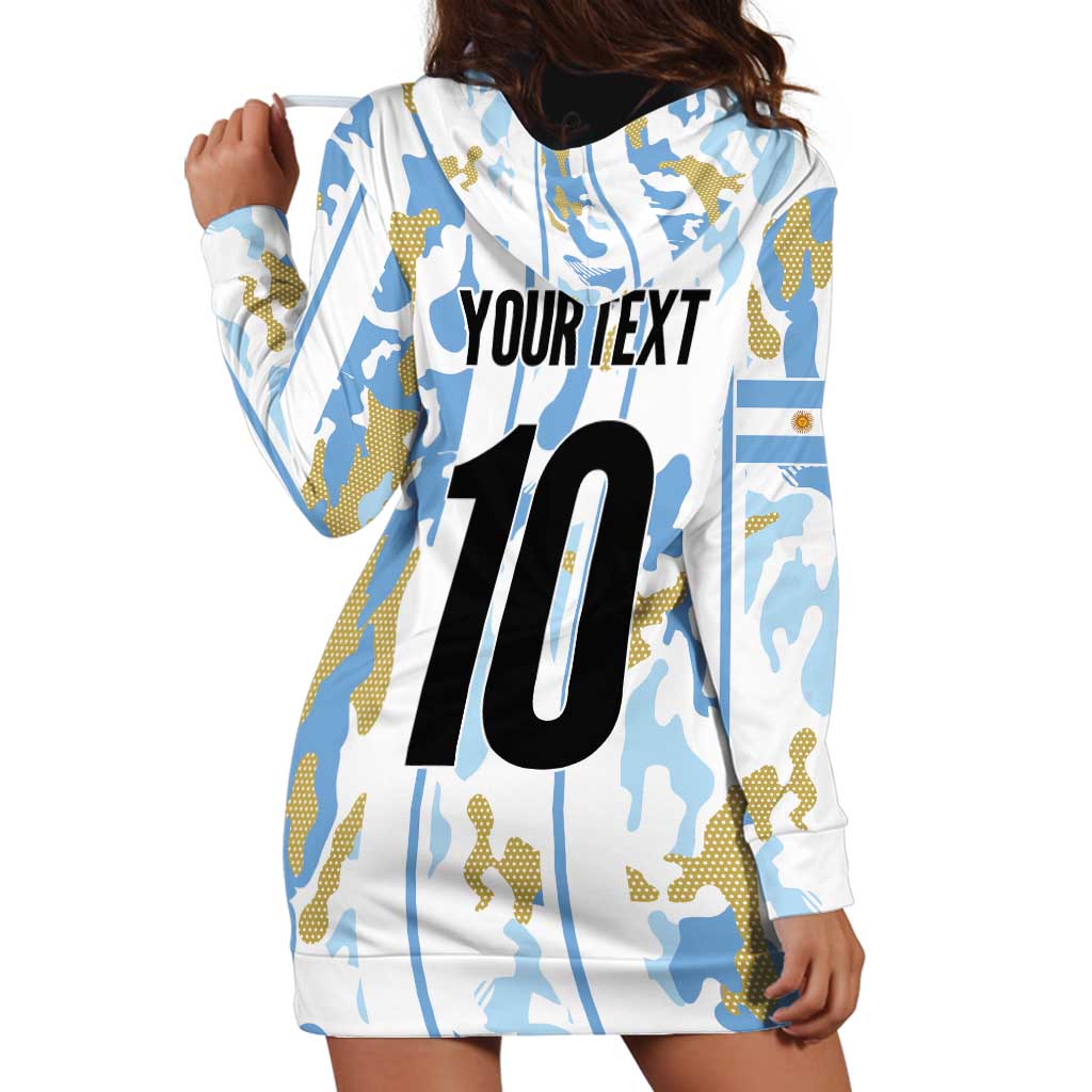 Custom Argentina Football Hoodie Dress Vamos La Albiceleste Camouflage Style - Wonder Print Shop