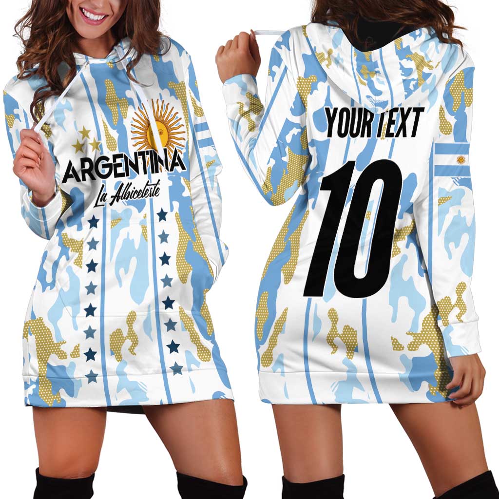 Custom Argentina Football Hoodie Dress Vamos La Albiceleste Camouflage Style - Wonder Print Shop