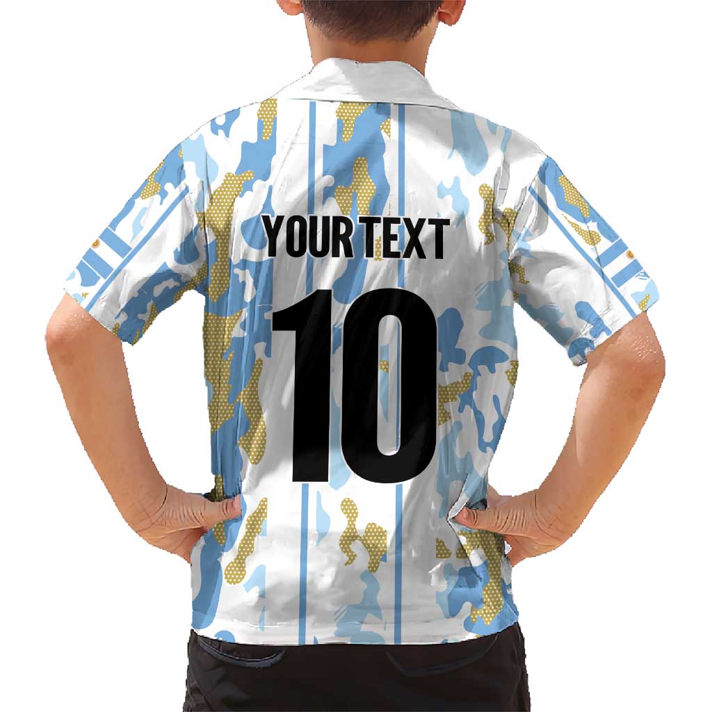 Custom Argentina Football Kid Hawaiian Shirt Vamos La Albiceleste Camouflage Style - Wonder Print Shop