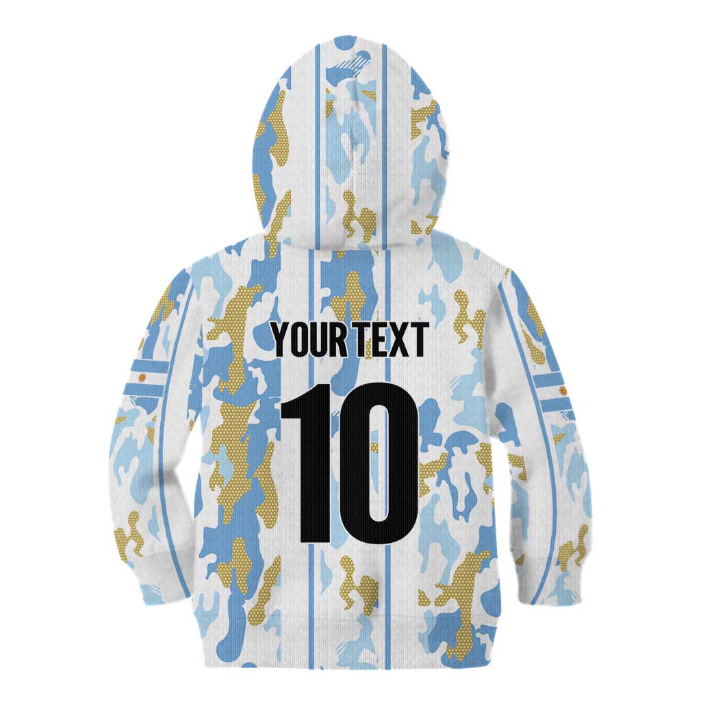 Custom Argentina Football Kid Hoodie Vamos La Albiceleste Camouflage Style - Wonder Print Shop