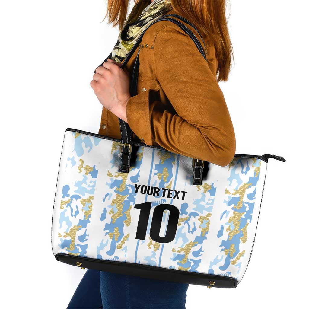 Custom Argentina Football Leather Tote Bag Vamos La Albiceleste Camouflage Style - Wonder Print Shop