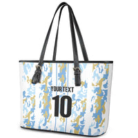 Custom Argentina Football Leather Tote Bag Vamos La Albiceleste Camouflage Style - Wonder Print Shop