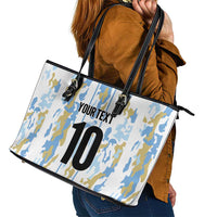 Custom Argentina Football Leather Tote Bag Vamos La Albiceleste Camouflage Style - Wonder Print Shop