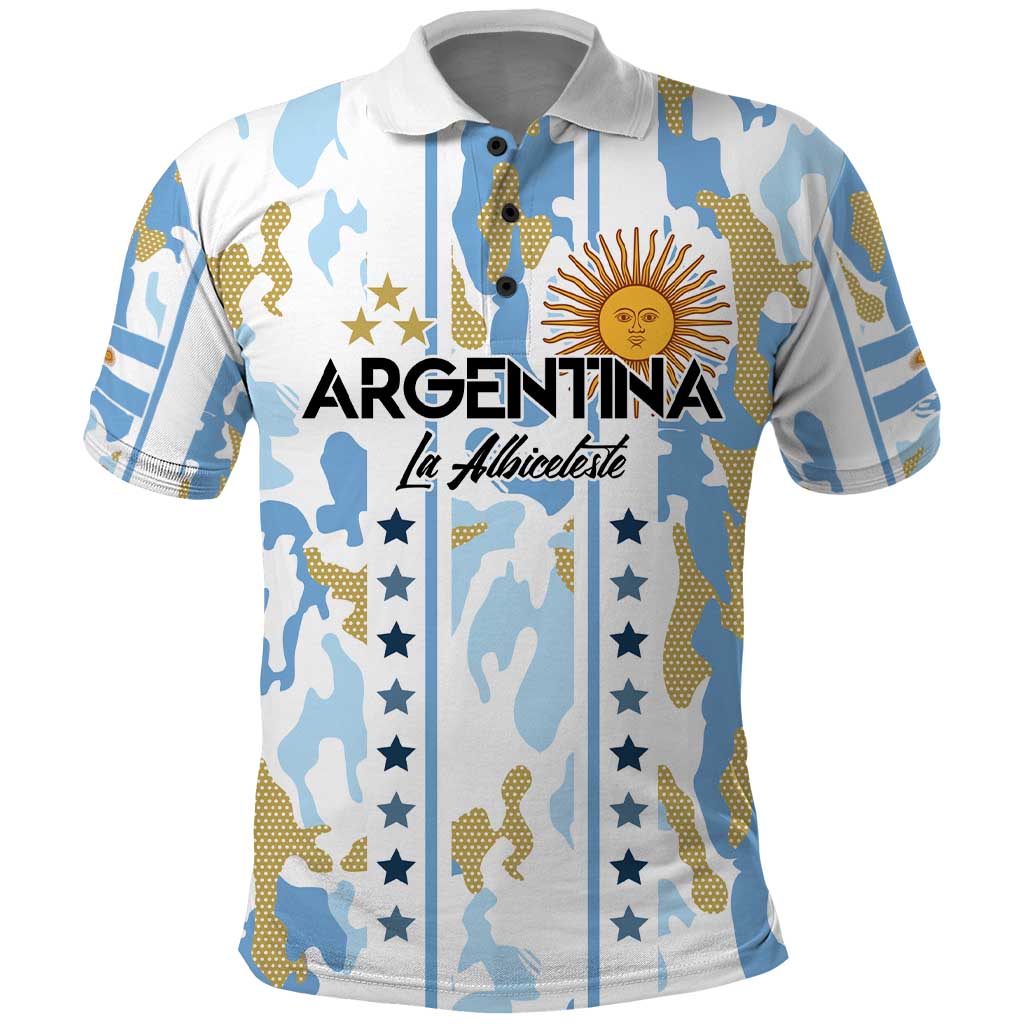 Custom Argentina Football Polo Shirt Vamos La Albiceleste Camouflage Style - Wonder Print Shop