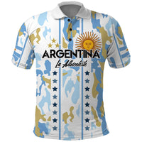 Custom Argentina Football Polo Shirt Vamos La Albiceleste Camouflage Style - Wonder Print Shop