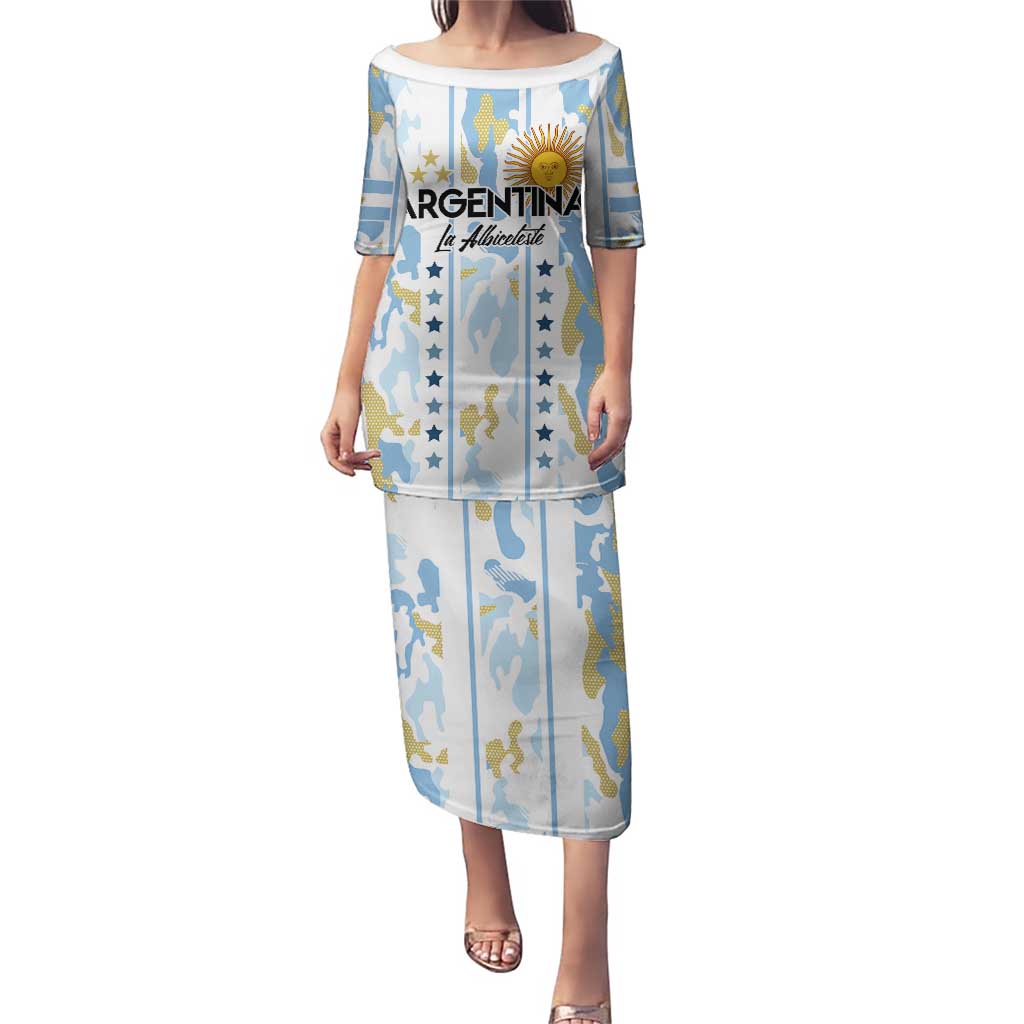 Custom Argentina Football Puletasi Vamos La Albiceleste Camouflage Style - Wonder Print Shop