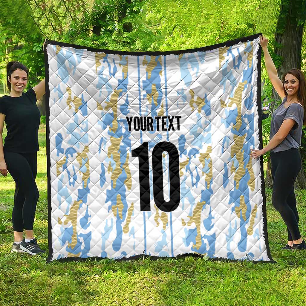 Custom Argentina Football Quilt Vamos La Albiceleste Camouflage Style - Wonder Print Shop