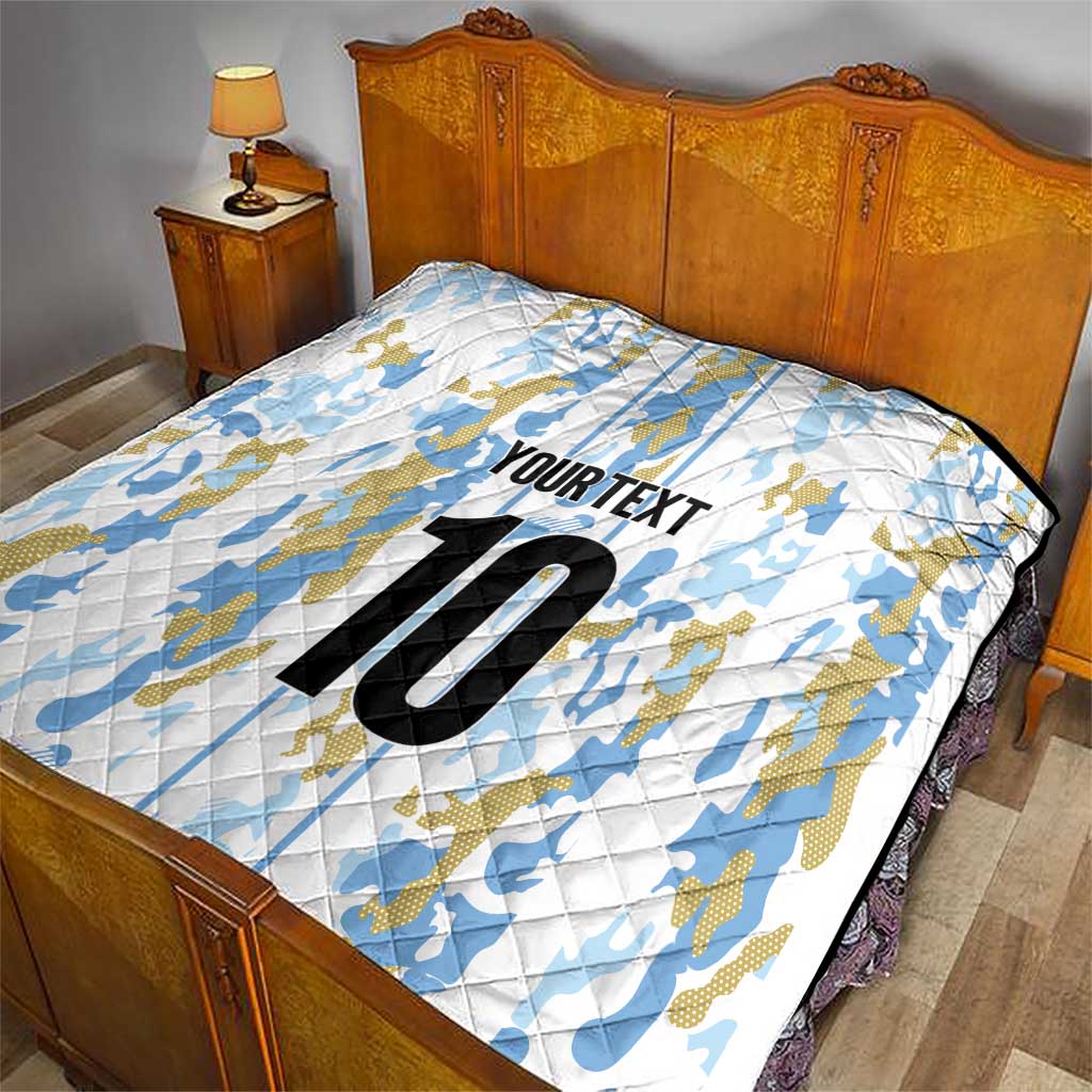 Custom Argentina Football Quilt Vamos La Albiceleste Camouflage Style - Wonder Print Shop