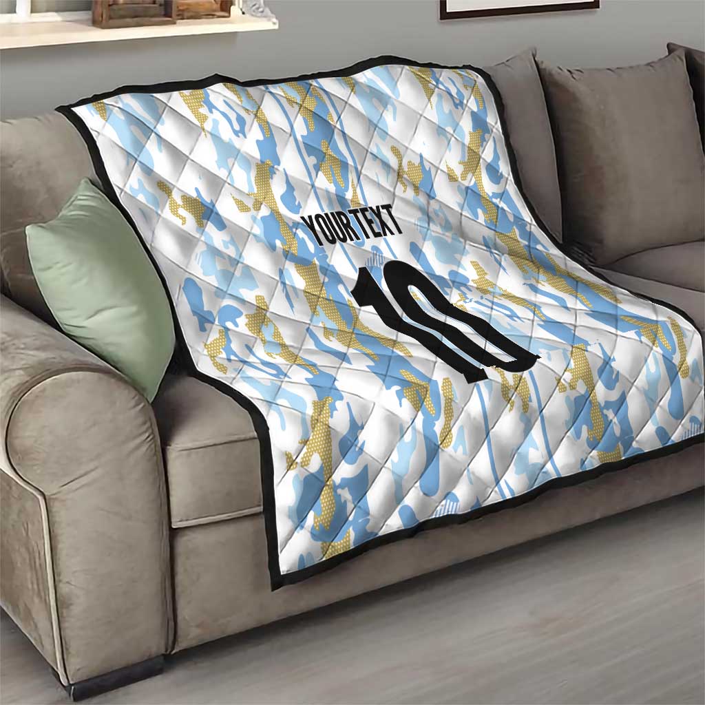 Custom Argentina Football Quilt Vamos La Albiceleste Camouflage Style - Wonder Print Shop