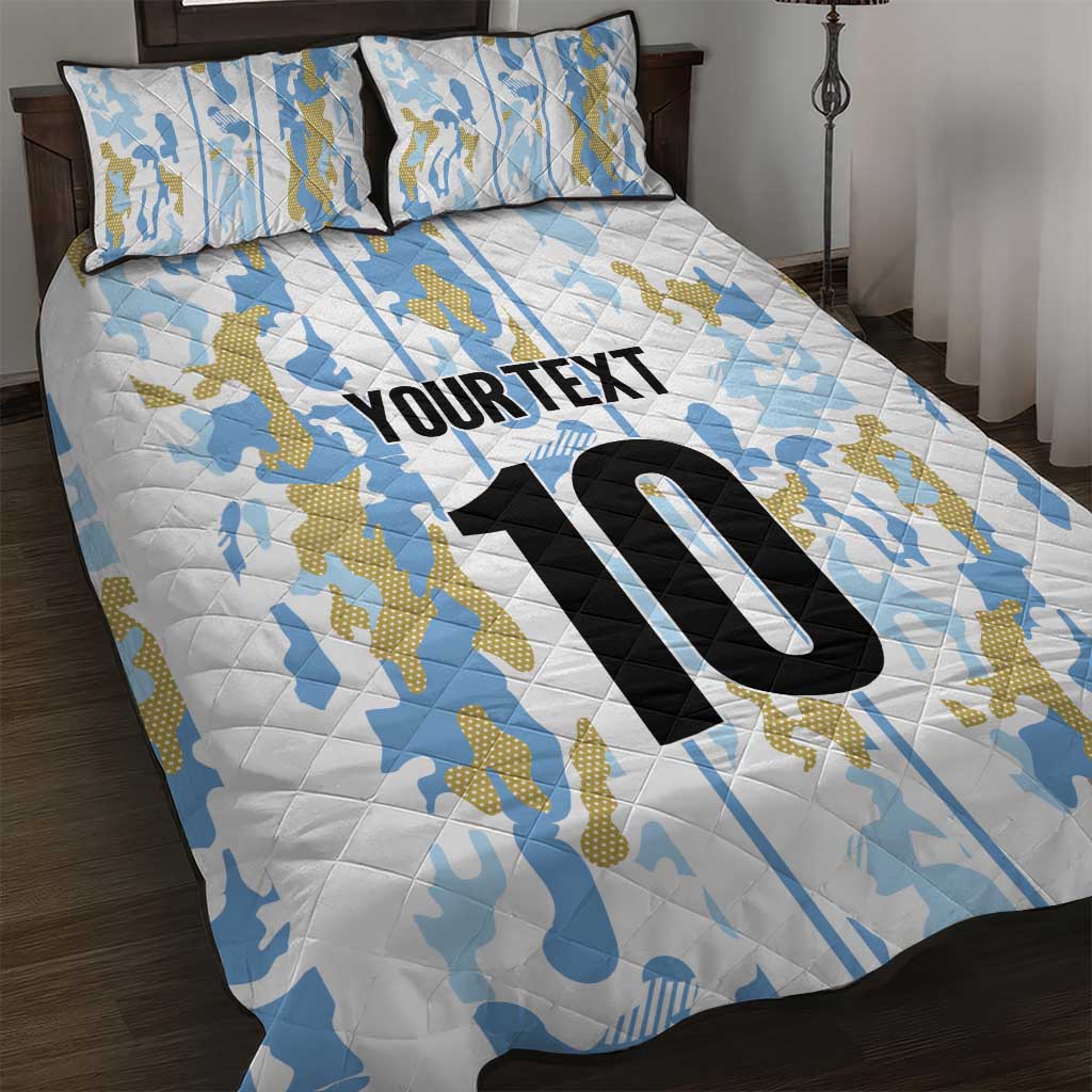 Custom Argentina Football Quilt Bed Set Vamos La Albiceleste Camouflage Style - Wonder Print Shop