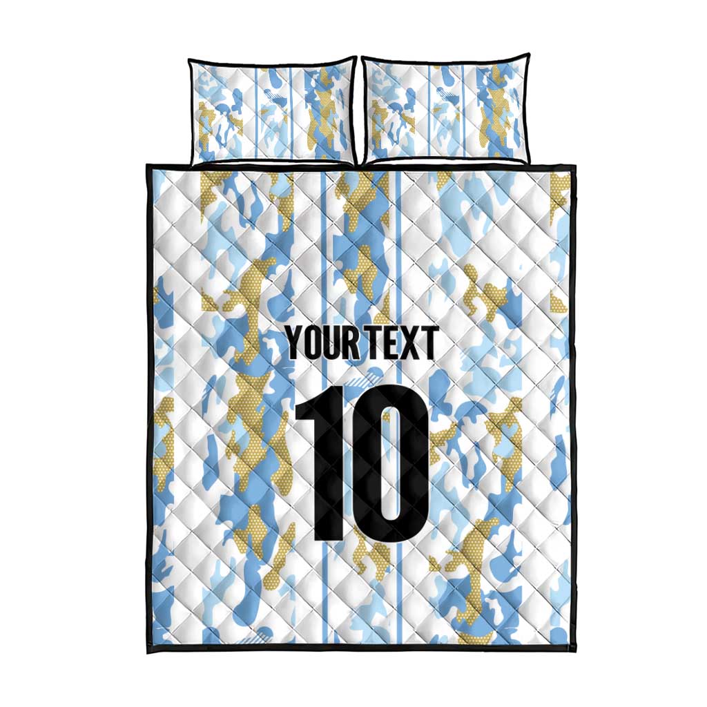 Custom Argentina Football Quilt Bed Set Vamos La Albiceleste Camouflage Style - Wonder Print Shop