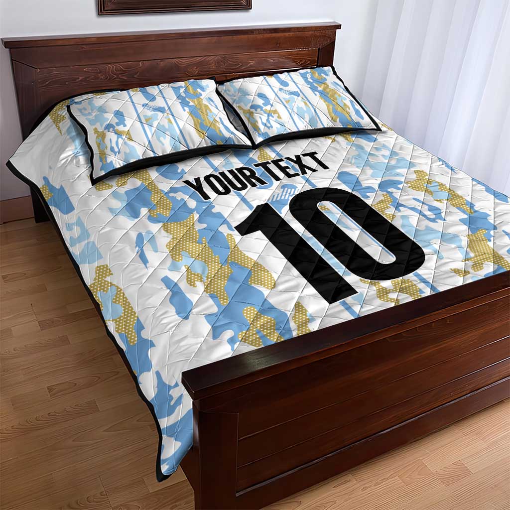Custom Argentina Football Quilt Bed Set Vamos La Albiceleste Camouflage Style - Wonder Print Shop