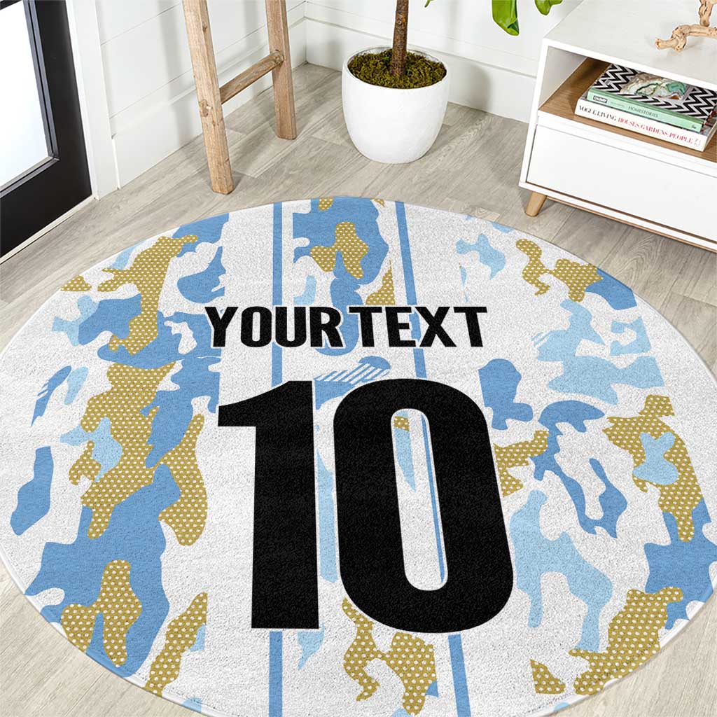 Custom Argentina Football Round Carpet Vamos La Albiceleste Camouflage Style
