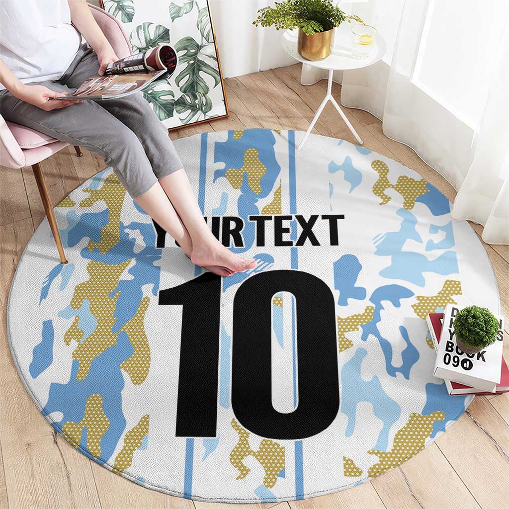 Custom Argentina Football Round Carpet Vamos La Albiceleste Camouflage Style