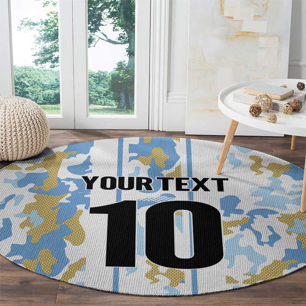 Custom Argentina Football Round Carpet Vamos La Albiceleste Camouflage Style